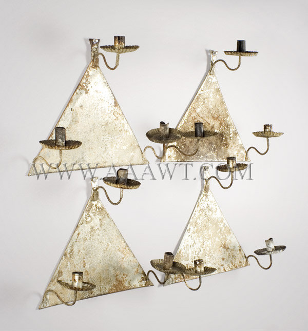 Candle Sconces, Matched Set of Four, Original Oyster White Paint
New England, found in Maine, old meeting house (13.25 by 15'')
19th Century, entire view